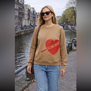 Anthropologie Scotch & Soda Born To Love Tan Sweatshirt size L.